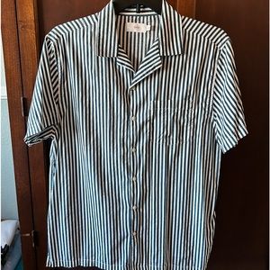 Onia Short Sleeve Stripe Button Up Shirt Large